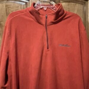 Eddie Bauer Fleece Pullover Shirt 1/4 Zip Burnt Orange Size 2XL Adult Mens 44153